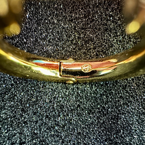 Swarovski Dextera Gold Tone Hoop Earrings with Pave White Crystals - Picture 5 of 6